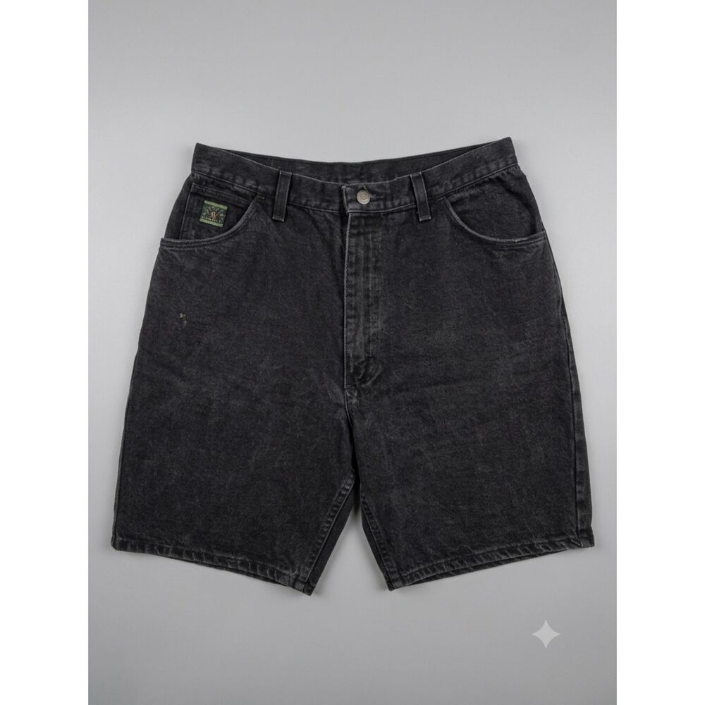 Vintage 90s Wrangler Wrangler Hero Denim Shorts Black High Waist USA Size 16